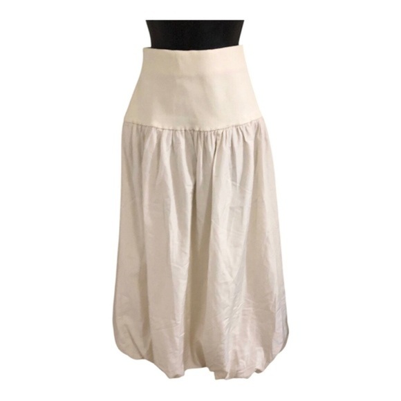 Cream puffy balloon bubble hem knit waist midi skirt size medium new - Picture 15 of 15